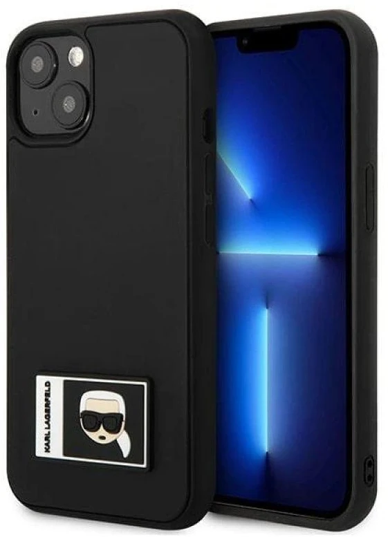 Karl Lagerfeld KLHCP13S3DKPK Apple iPhone 13 mini 5,4″ juodos spalvos kietas dėklas Ikonik Patch