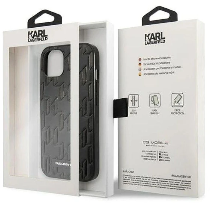 Karl Lagerfeld KLHCP13SMNMP1K Apple iPhone 13 mini 5,4″ kietas dėklas juodos spalvos Monogram Plaque