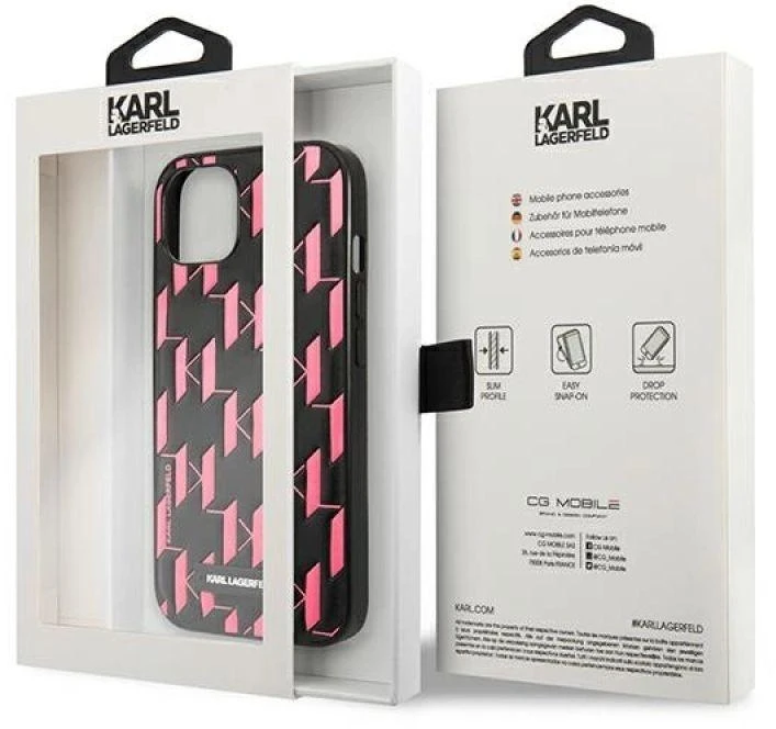 Karl Lagerfeld KLHCP13SMNMP1P Apple iPhone 13 mini 5,4″ kietas dėklas rožinės spalvos Monogram Plaque