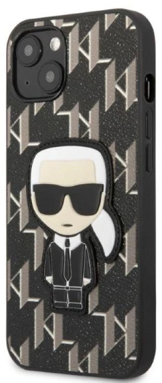 Karl Lagerfeld KLHCP13SPMNIKBK Apple iPhone 13 mini 5,4″ kietas dėklas juodos spalvos Monogram Ikonik Patch