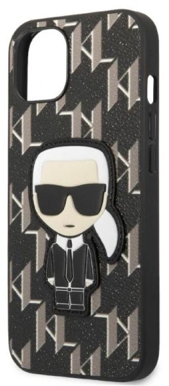 Karl Lagerfeld KLHCP13SPMNIKBK Apple iPhone 13 mini 5,4″ kietas dėklas juodos spalvos Monogram Ikonik Patch