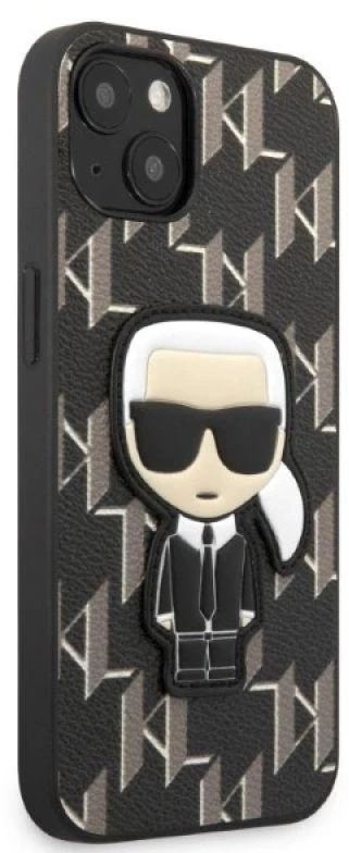 Karl Lagerfeld KLHCP13SPMNIKBK Apple iPhone 13 mini 5,4″ kietas dėklas juodos spalvos Monogram Ikonik Patch