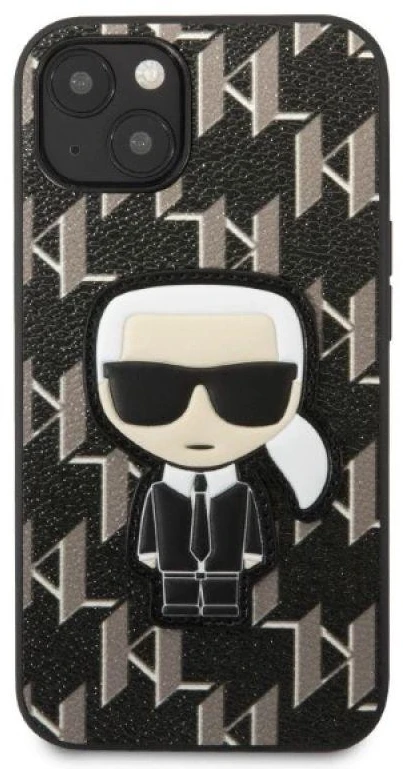 Karl Lagerfeld KLHCP13SPMNIKBK Apple iPhone 13 mini 5,4″ kietas dėklas juodos spalvos Monogram Ikonik Patch