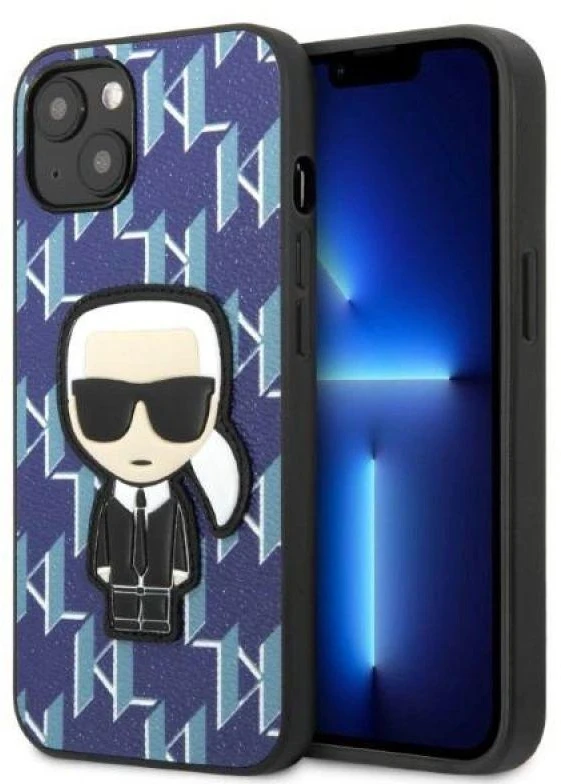 Karl Lagerfeld KLHCP13SPMNIKBL Apple iPhone 13 mini 5,4″ kietas dėklas mėlynas Monogram Ikonik Patch