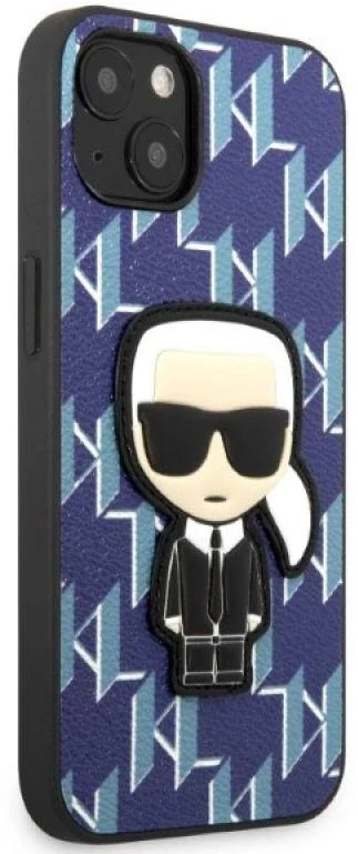 Karl Lagerfeld KLHCP13SPMNIKBL Apple iPhone 13 mini 5,4″ kietas dėklas mėlynas Monogram Ikonik Patch