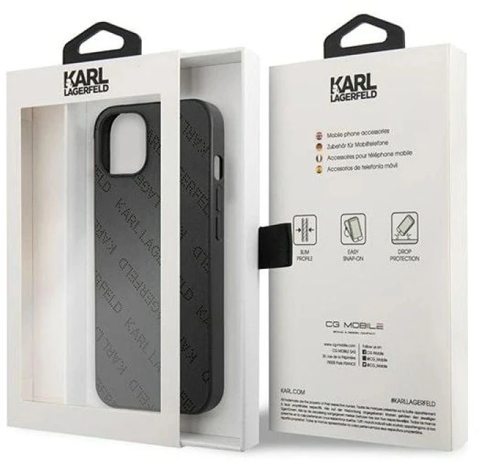 Karl Lagerfeld KLHCP13SPTLK Apple iPhone 13 mini 5,4″ kietas dėklas juodos spalvos Perforated Allover