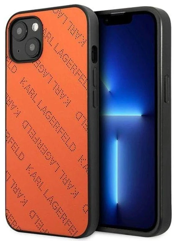 Karl Lagerfeld KLHCP13SPTLO Apple iPhone 13 mini 5,4″ kietas dėklas oranžinis Perforated Allover