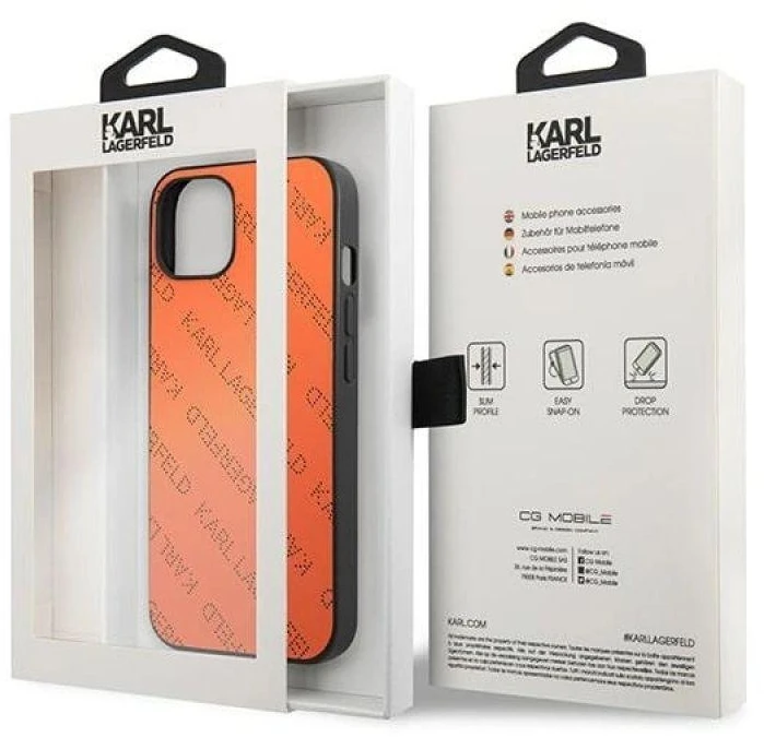 Karl Lagerfeld KLHCP13SPTLO Apple iPhone 13 mini 5,4″ kietas dėklas oranžinis Perforated Allover
