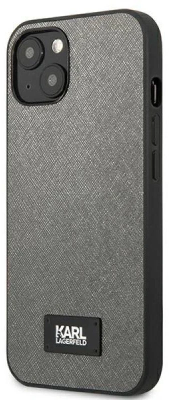 Karl Lagerfeld KLHCP13SSFMP2DG Apple iPhone 13mini 5,4″ kietas dėklas sidabrinis Saffiano Plaque