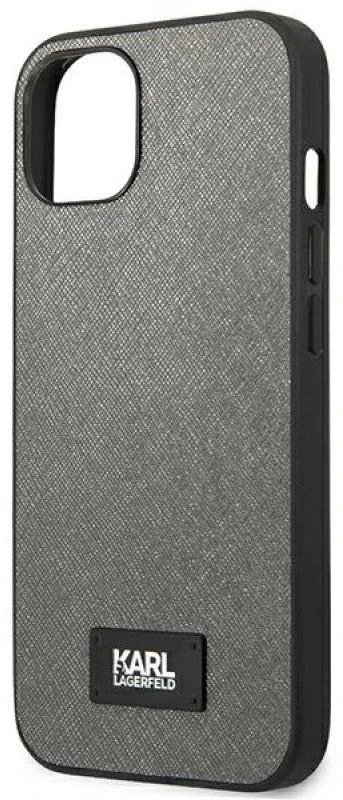Karl Lagerfeld KLHCP13SSFMP2DG Apple iPhone 13mini 5,4″ kietas dėklas sidabrinis Saffiano Plaque