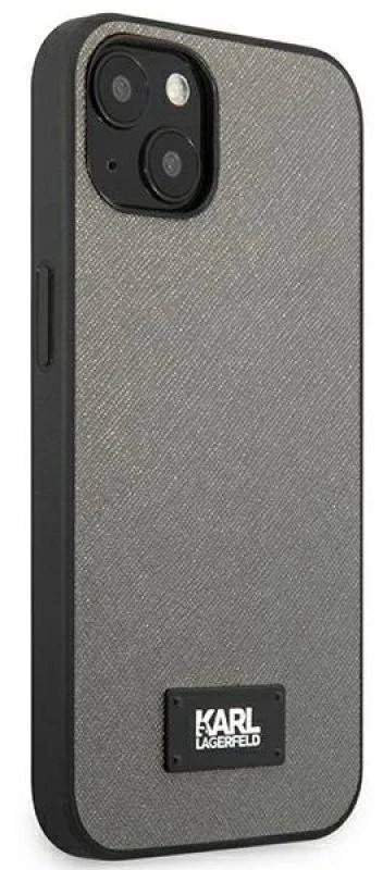 Karl Lagerfeld KLHCP13SSFMP2DG Apple iPhone 13mini 5,4″ kietas dėklas sidabrinis Saffiano Plaque