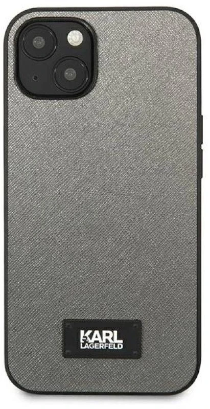 Karl Lagerfeld KLHCP13SSFMP2DG Apple iPhone 13mini 5,4″ kietas dėklas sidabrinis Saffiano Plaque