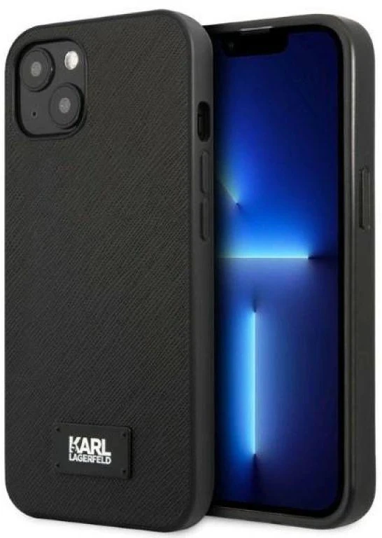 Karl Lagerfeld KLHCP13SSFMP2K Apple iPhone 13 mini 5,4″ kietas dėklas juodos spalvos Saffiano Plaque