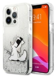 Karl Lagerfeld KLHCP13XGCFS iPhone 13 Pro Max 6,7″ sidabrinis kietas dėklas Liquid Glitter Choupette F