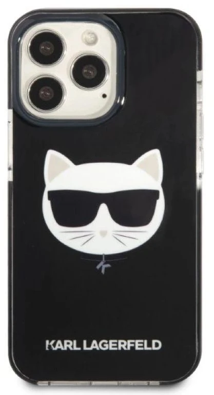 Karl Lagerfeld KLHCP13XTPECK Apple iPhone 13 Pro Max 6,7″ kietas dėklas juodos spalvos Choupette Head