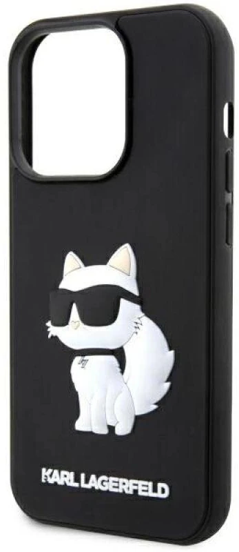 Karl Lagerfeld KLHCP14L3DRKHNK iPhone 14 Pro 6.1″ juodos spalvos kietas dėklas Rubber Choupette 3D