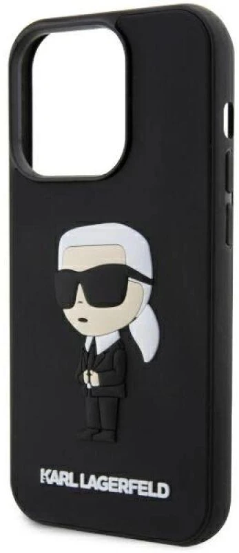 Karl Lagerfeld KLHCP14L3DRKINK Apple iPhone 14 Pro 6.1″ juodos spalvos kietas dėklas Rubber Ikonik 3D