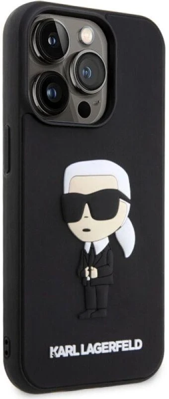 Karl Lagerfeld KLHCP14L3DRKINK Apple iPhone 14 Pro 6.1″ juodos spalvos kietas dėklas Rubber Ikonik 3D