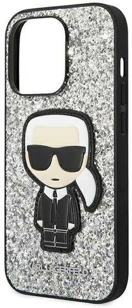 Dėklas Karl Lagerfeld KLHCP14LGFKPG iPhone 14 Pro 6.1 "hardcase sidabrinis / sidabrinis Glitter Flakes Ikonik