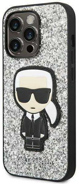 Dėklas Karl Lagerfeld KLHCP14LGFKPG iPhone 14 Pro 6.1 "hardcase sidabrinis / sidabrinis Glitter Flakes Ikonik