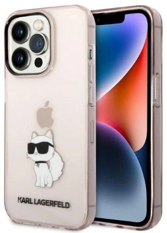 Karl Lagerfeld KLHCP14LHNCHTCP Apple iPhone 14 Pro 6,1″ rožinės spalvos kietas dėklas Ikonik Choupette