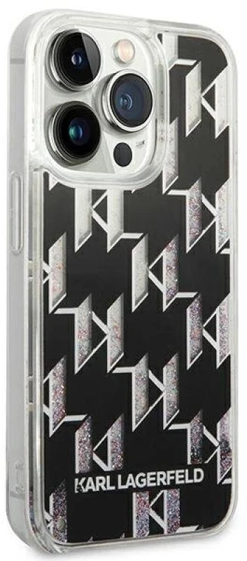 Karl Lagerfeld KLHCP14LLMNMK iPhone 14 Pro 6,1″ kietas dėklas juodos spalvos Liquid Glitter Monogram