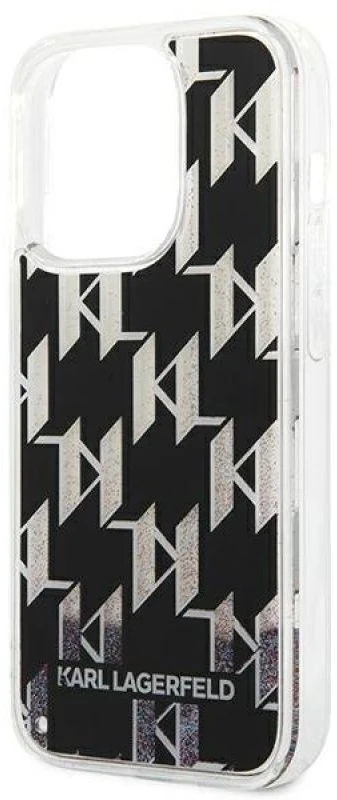 Karl Lagerfeld KLHCP14LLMNMK iPhone 14 Pro 6,1″ kietas dėklas juodos spalvos Liquid Glitter Monogram