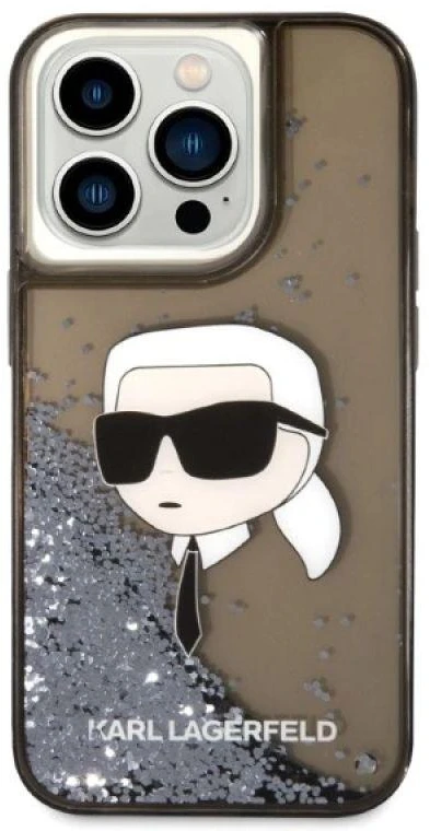 Karl Lagerfeld KLHCP14LLNKHCK Apple iPhone 14 Pro 6,1″juodos spalvos kietas dėklas Glitter Karl Head