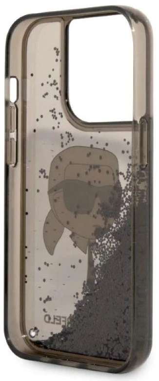 Karl Lagerfeld KLHCP14LLNKHCK Apple iPhone 14 Pro 6,1″juodos spalvos kietas dėklas Glitter Karl Head