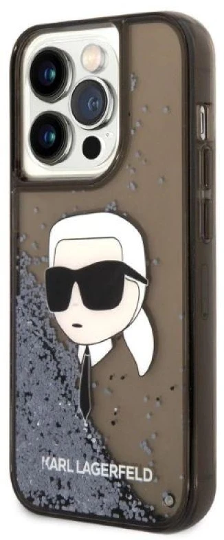 Karl Lagerfeld KLHCP14LLNKHCK Apple iPhone 14 Pro 6,1″juodos spalvos kietas dėklas Glitter Karl Head