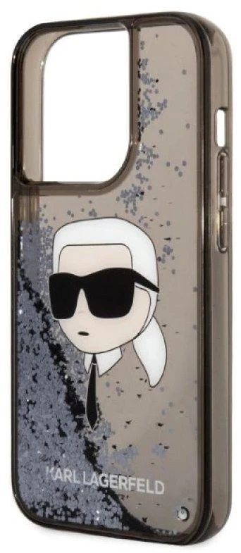 Karl Lagerfeld KLHCP14LLNKHCK Apple iPhone 14 Pro 6,1″juodos spalvos kietas dėklas Glitter Karl Head