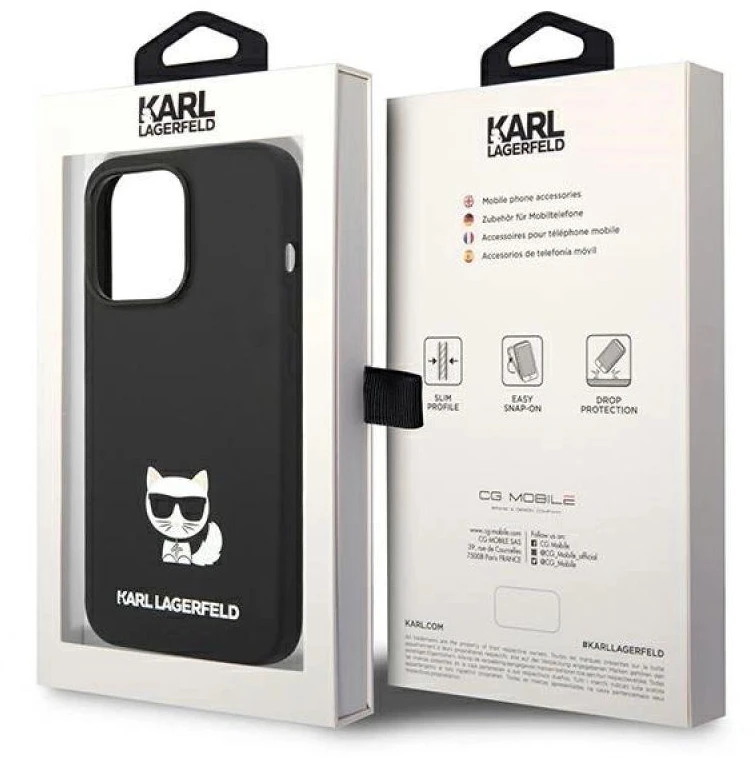 Karl Lagerfeld KLHCP14LSLCTBK Apple iPhone 14 Pro 6,1″ kietas dėklas juodos spalvos Silicone Choupette Body