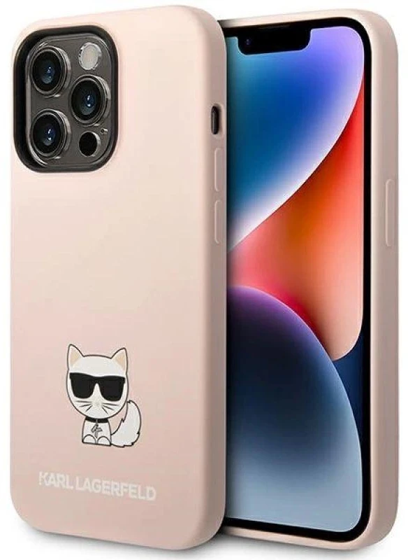 Karl Lagerfeld KLHCP14LSLCTPI Apple iPhone 14 Pro 6,1″ kietas dėklas light rožinės spalvos Silicone Choupette B