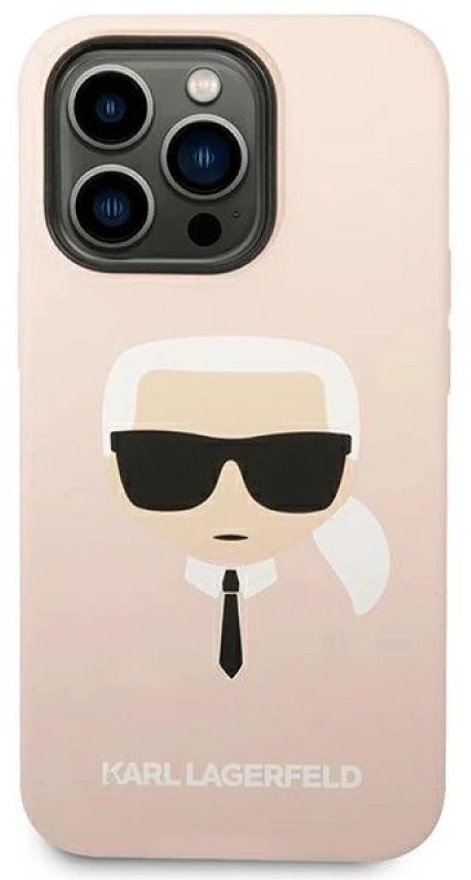 Karl Lagerfeld Liquid Silikoninis dėklas skirtas iPhone 14 Pro, rožinis