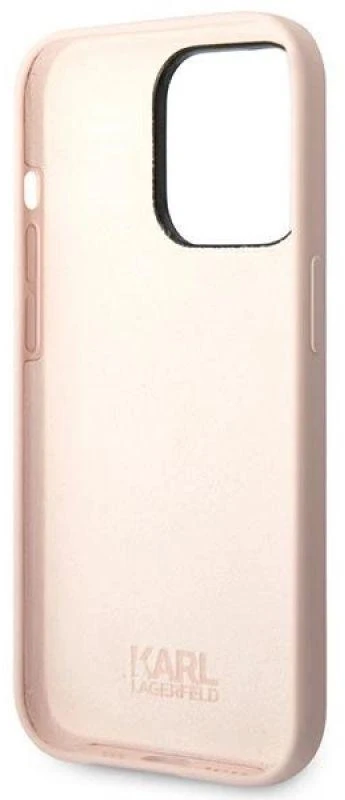 Karl Lagerfeld Liquid Silikoninis dėklas skirtas iPhone 14 Pro, rožinis