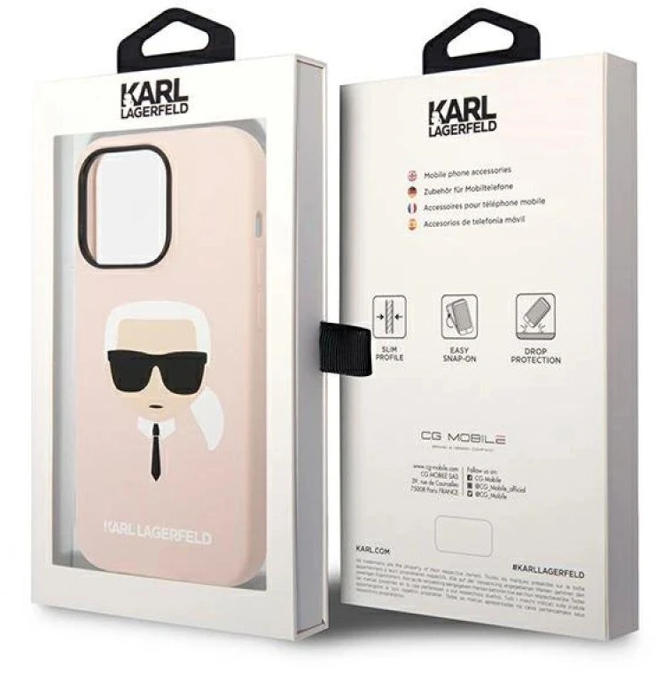 Karl Lagerfeld Liquid Silikoninis dėklas skirtas iPhone 14 Pro, rožinis