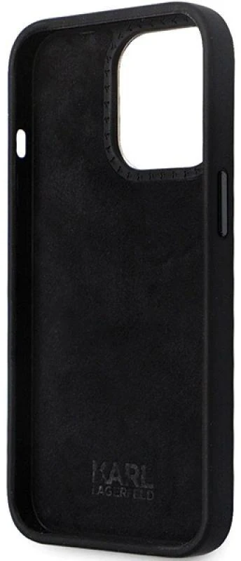 Dėklas Karl Lagerfeld KLHCP14LSMHKNPK Apple iPhone 14 Pro 6.1″ juodos spalvos Silicone Ikonik Metal Pin