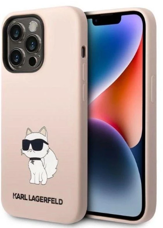 Karl Lagerfeld dėklas, skirtas iPhone 14 Pro 6,1 KLHCP14LSNCHBCP rožinė kietas dėklas , skirtas Silikoninis Choupette