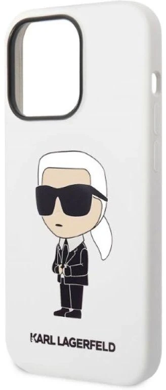 Karl Lagerfeld KLHCP14LSNIKBCH iPhone 14 Pro 6,1″ kietas dėklas baltos spalvos Silicone Ikonik