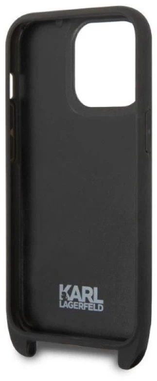 Dėklas Karl Lagerfeld KLHCP14LSTMMK Apple iPhone 14 Pro 6,1″ hardcase juodos spalvos Monogram Plaque Logo Strap