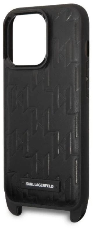 Dėklas Karl Lagerfeld KLHCP14LSTMMK Apple iPhone 14 Pro 6,1″ hardcase juodos spalvos Monogram Plaque Logo Strap