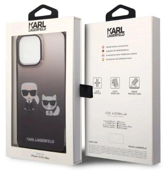 Dėklas Karl Lagerfeld KLHCP14LTGKCK iPhone 14 Pro 6.1 "hardcase juodas / juodas Gradient Ikonik Karl & Choupette