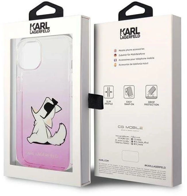 Karl Lagerfeld KLHCP14MCFNRCPI Apple iPhone 14 Plus / 15 Plus 6,7″ kietas dėklas rožinės spalvos Choupette Fun