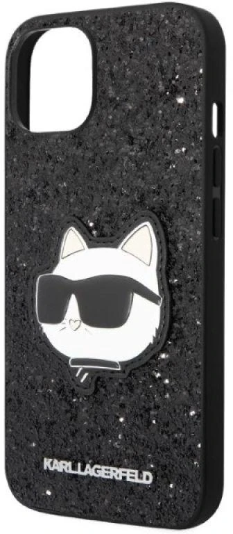 Karl Lagerfeld KLHCP14MG2CPK iPhone 14 Plus / 15 Plus 6,7″ juodos spalvos kietas dėklas Glitter Choupette Pa
