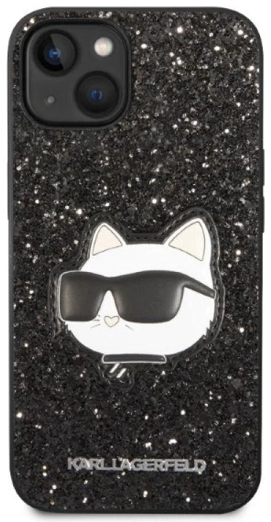 Karl Lagerfeld KLHCP14MG2CPK iPhone 14 Plus / 15 Plus 6,7″ juodos spalvos kietas dėklas Glitter Choupette Pa