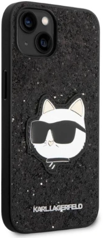 Karl Lagerfeld KLHCP14MG2CPK iPhone 14 Plus / 15 Plus 6,7″ juodos spalvos kietas dėklas Glitter Choupette Pa