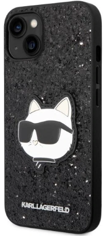 Karl Lagerfeld KLHCP14MG2CPK iPhone 14 Plus / 15 Plus 6,7″ juodos spalvos kietas dėklas Glitter Choupette Pa