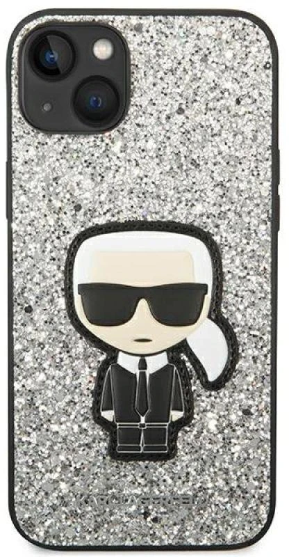 Apple iPhone 14 Plus Karl Lagerfeld dėklas Glitter Flakes Ikonik (KLHCP14MGFKPG) sidabrinės spalvos