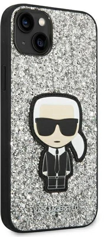 Apple iPhone 14 Plus Karl Lagerfeld dėklas Glitter Flakes Ikonik (KLHCP14MGFKPG) sidabrinės spalvos