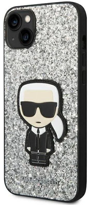 Apple iPhone 14 Plus Karl Lagerfeld dėklas Glitter Flakes Ikonik (KLHCP14MGFKPG) sidabrinės spalvos